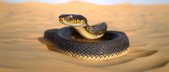 Wall Mural - Desert snake coiled in sand dune.