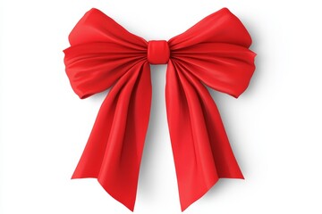 Wall Mural - A large, classic red satin ribbon bow, isolated on white.