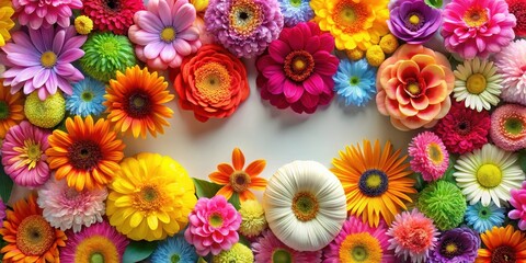Wall Mural - Colorful flowers in various shapes perfect for background decoration, flower, colorful, shape, background, decoration, vibrant