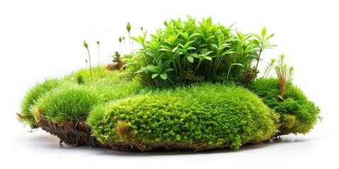 Wall Mural - Lush green moss and small plants isolated on background, moss, green, nature, isolated, small plants, lush, foliage,background
