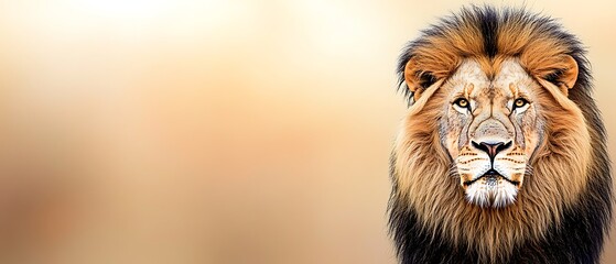 Poster - Majestic lion portrait against a blurred background.