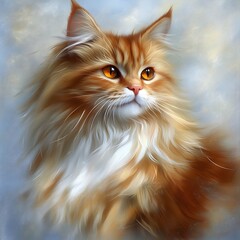 Poster - Majestic longhair ginger cat portrait.