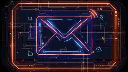 Professional Computer, Email, and Internet of Things Flat Vector Line Icon