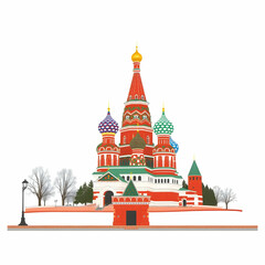 Saint Basil Cathedral in Red Square isolated on the white background