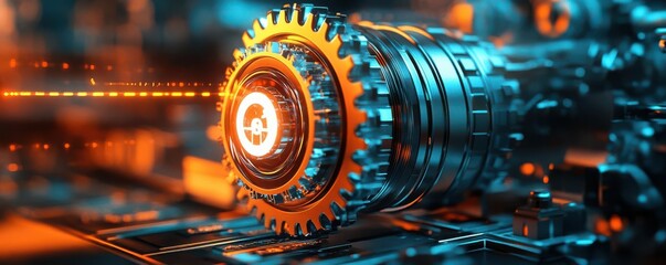 AI automation flat design side view tech innovation theme 3D render