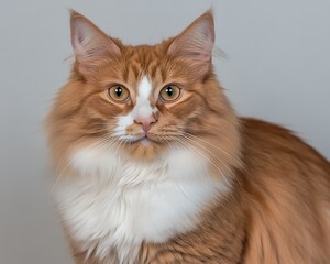 Poster - Portrait of a longhaired ginger and white cat.