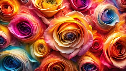 Sticker - Abstract of swirling roses in vibrant colors , floral, swirls, vibrant, abstract, design, artistic, background