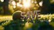 © Denny - Wooden Save Word In Lush Green Grass Setting