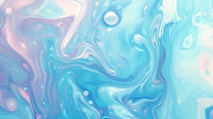 Wall Mural - abstract fluid art in soft blue and pink waves with light swirls