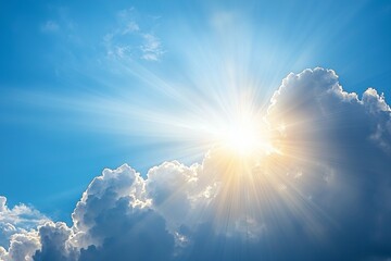 Wall Mural - the sun is shining through the clouds, creating a beautiful and serene scene