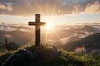 © Space Priest - Wooden cross is on a rock in a grassy field