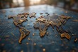 © Rita - 3D golden world map on dark surface.
