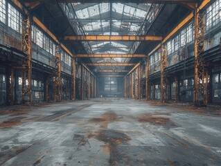 Abandoned industrial hall interior slung derelict forsaken outcast