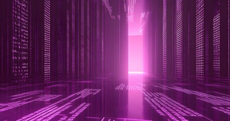 Binary code background, blue color, matrix, with lines creating a futuristic atmosphere, conveying a technological atmosphere