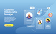 © robikucluk - Concept of customer relationship management, marketing strategies and technologies for manage and development client interactions Vector landing page