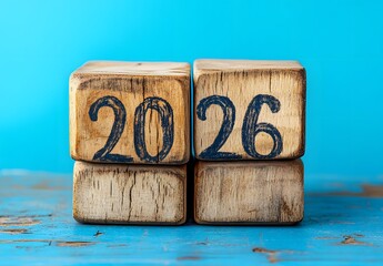 Wooden Blocks Displaying The Year Twenty Twenty Six