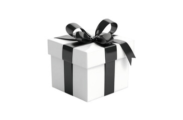 Black and white gift box with ribbon 3d perfect holiday present wrapping