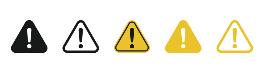 Poster - triangle warning icon alert symbol, exclamation mark sign . Caution alarm attention vector icon in yellow and black color