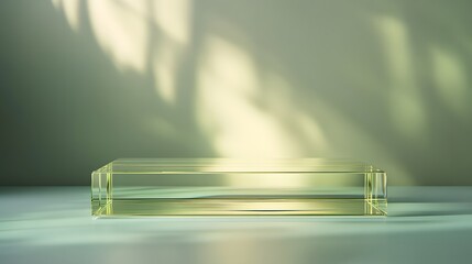 Wall Mural - polished glass podium with a soft golden hue, framed by a subtle green gradient for a mother is day 