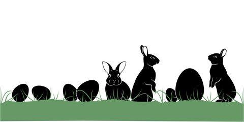 Canvas Print - Rabbit and egg silhouette vector design for easter day eps 2