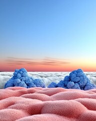 Wall Mural - colorful clouds with pink and blue formations against a serene sky at dusk, creating a dreamy landsc