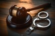 © k - Justice System Elements Gavel Handcuffs Crime Law Court Decision