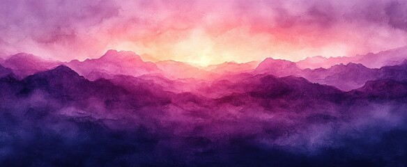 Aufkleber - Rich Purple Watercolor Background with Elegant Texture and Vintage Grunge Layered Illustrations