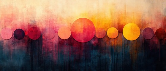 Poster - Abstract Background Design with Colorful Circles Spots in Pink Blue Yellow Red Green Purple on Light Beige White