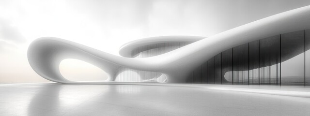 Poster - Minimalist Modern Architecture Smooth Curves White Space Abstract Design