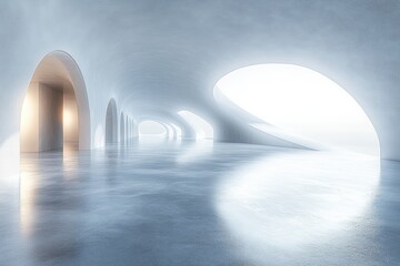 Leinwandbilder - Futuristic White Building Minimalist Design Geometric Architecture Abstract Background