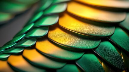 Wall Mural - a close-up of a dragonâ€™s scales glimmering in shades of emerald and gold.