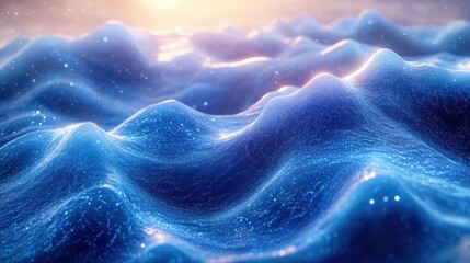Futuristic Data Waves Cyber Stream Illustration with Neon Lights in Surreal Technology Landscape