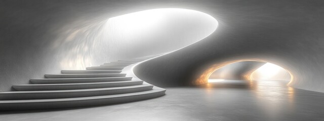 Leinwandbilder - Minimalist White Curves Abstract Interior Design Modern Architecture