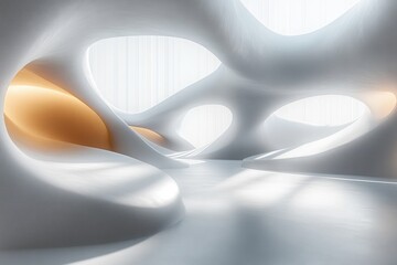 Leinwandbilder - Minimalist Abstract White Curves Soft Light Composition