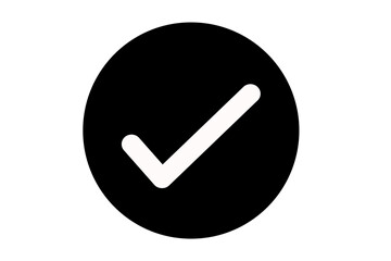 white check mark icon on black round circle transparent background png file type flat style tick ico