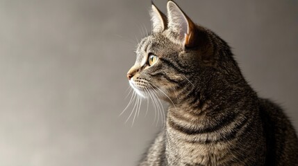 Wall Mural - Curious Tabby Cat Gazing into the Distance