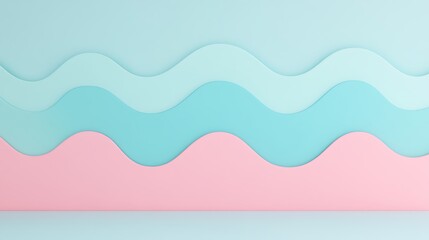 Wall Mural - Soft Curved Waves in Pastel Colors Creating a Serene and Minimalist Background for Modern Design Projects