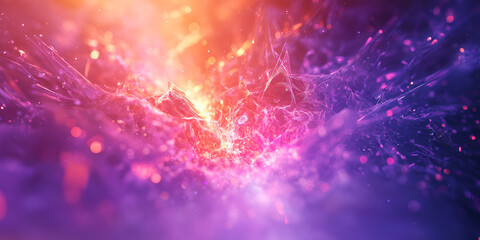 Poster - Cosmic Dance of Light: A mesmerizing abstract backdrop with swirling hues of purple, pink, and orange creates a celestial atmosphere, radiating warmth and energy with ethereal light.