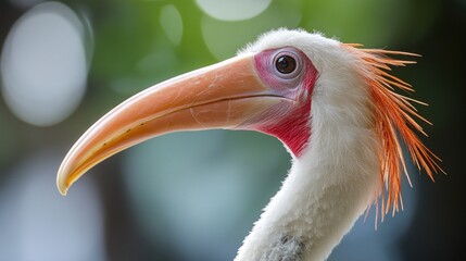 Wall Mural - Close-up Portrait of a White-feathered Bird with a Large Orange Beak