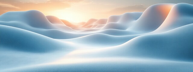 Poster - Minimalist Abstract Design with Flowing White Curves and Soft Ambient Lighting for Modern Office Background