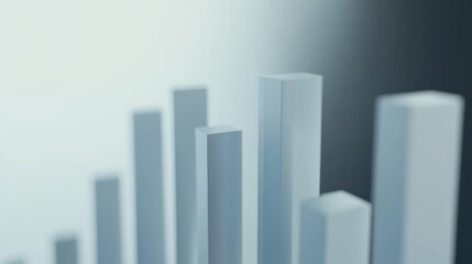 Fototapete - A clean, minimalist D bar chart with sleek, glossy bars in different heights, each representing financial growth over time, set against a neutral backdrop