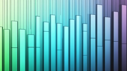 Poster - A row of vertical bars in a gradient from blue to green, symbolizing financial performance over time, with a subtle grid background for a professional look
