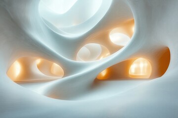 Poster - Minimalist Abstract Curves Wall Design Soft Light Modernism