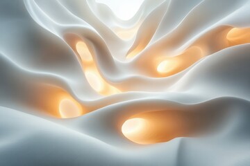 Leinwandbilder - Minimalist Abstract Art White Curves Tranquil Design