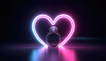 Wall Mural - glowing heart with ring 