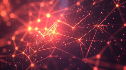 Fototapete - A vibrant D stock market graph with interconnected nodes and lines showing a steep upward trend, set against a high-tech, glowing background