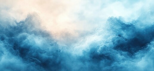 Aufkleber - Soft Abstract Watercolor Background with Gentle Gradient in Light Blue and Pale Aqua, Vintage Texture and Serene Atmosphere