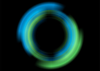 Poster - Blue and green bright glowing smooth circles abstract geometric background. Vector futuristic tech design