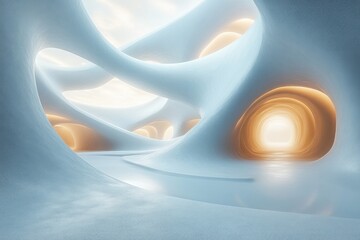 Leinwandbilder - Futuristic Minimalism Wallpaper Soft Lighting Smooth Curves Negative Space Clean Aesthetic