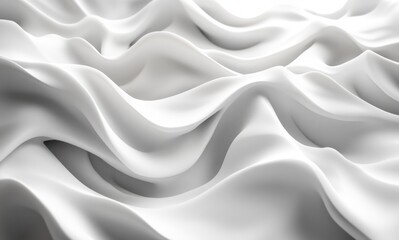 Poster - Minimalist White Wave Background Abstract Design with Soft Lighting and Smooth Curves